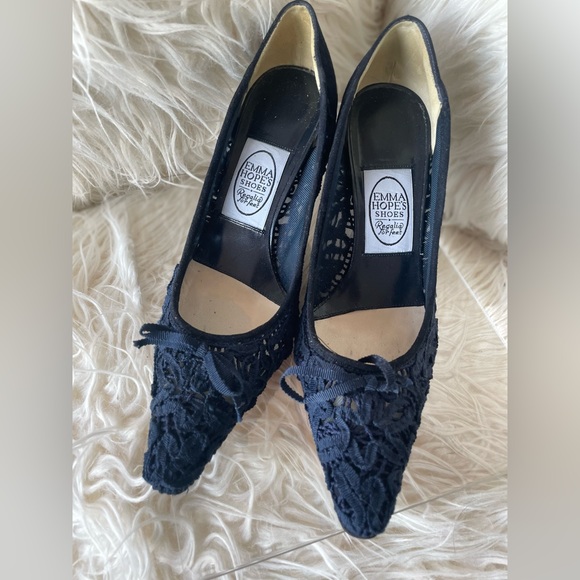 Emma Hope Marine Blue Mesh Heels - Picture 3 of 14